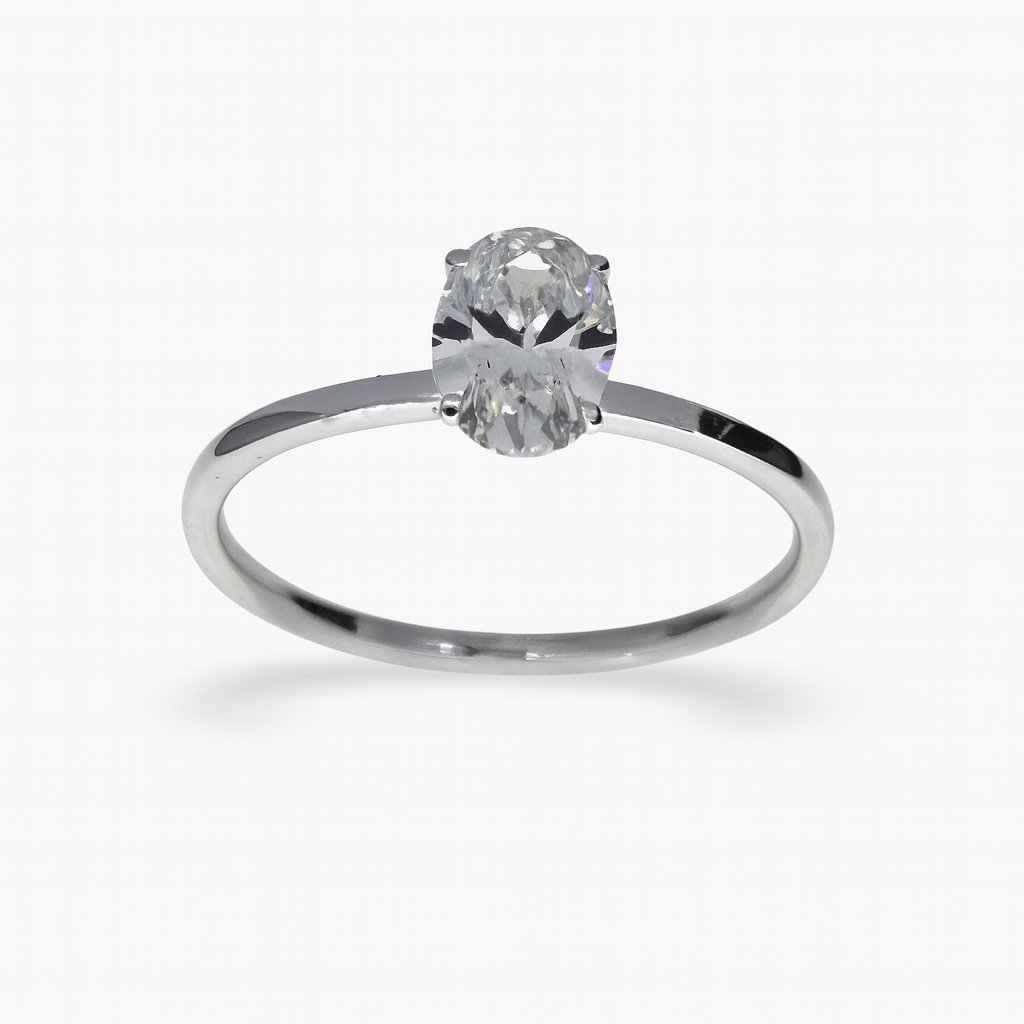 Lab-Grown Ovaal solitair ring 0.75crt